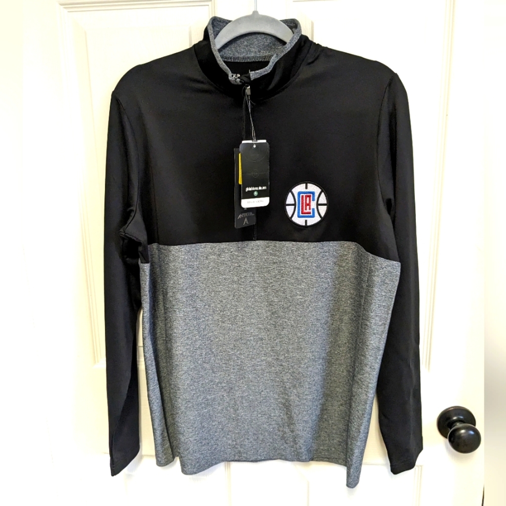 LA Clippers Antigua Tidy Quarter-Zip Lightweight Pullover Top Color block NWT